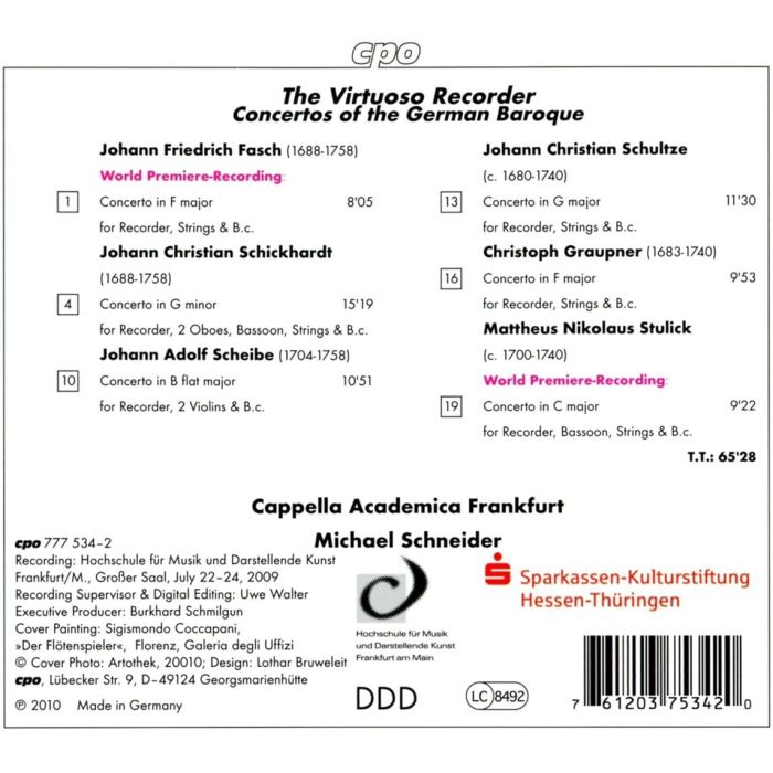 The Virtuoso Recorder - Fasch, Schickhardt, Graupner, Stulick - koncerty niemieckiego baroku - slide-1