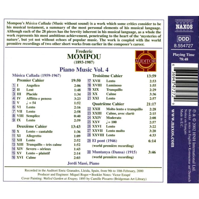 MOMPOU: Piano Music vol. 4 - slide-1