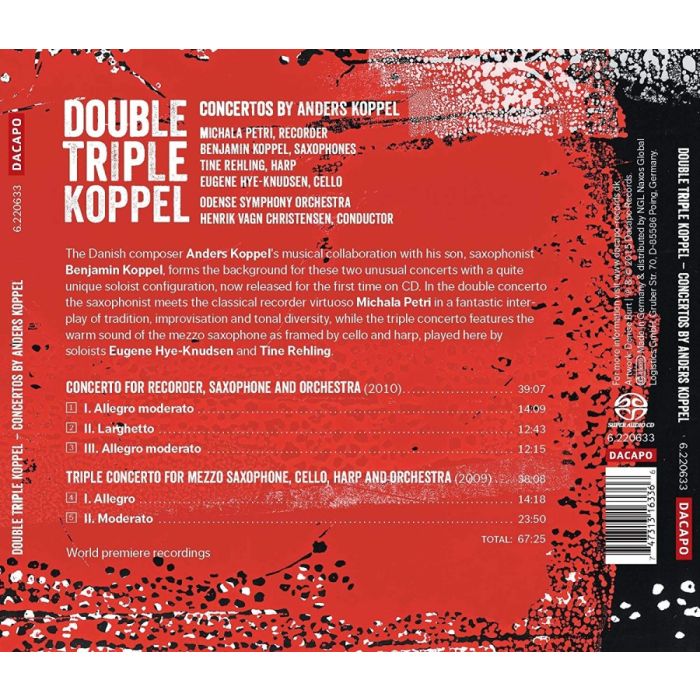 Koppel: Concerto for recorder, saxophone & orch.; Triple Concerto for mezzo saxophone, cello, harp & orch. - slide-1