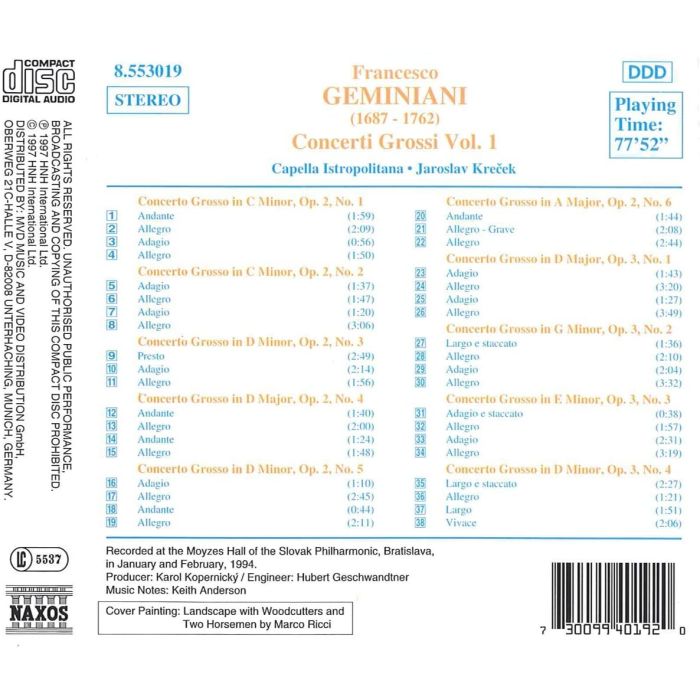GEMINIANI: Concerti Grossi Vol.  1 - slide-1