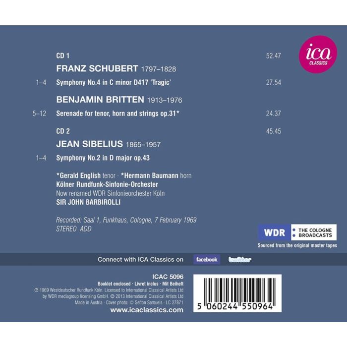 Schubert: Symphony No. 4 / Britten: Serenade for tenor, horn and strings / Sibelius: Symphony No. 2 - slide-1