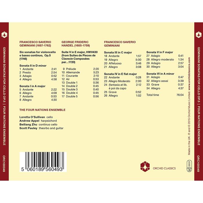 Geminiani: Cello Sonatas Op. 5,  Handel: Suite for harpsichord - slide-1