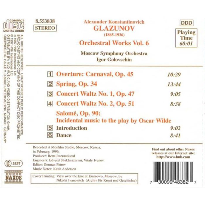 GLAZUNOV: Orchestral Works, Vol. 6 - Carnaval; Spring, Salome, Concert Waltzes - slide-1