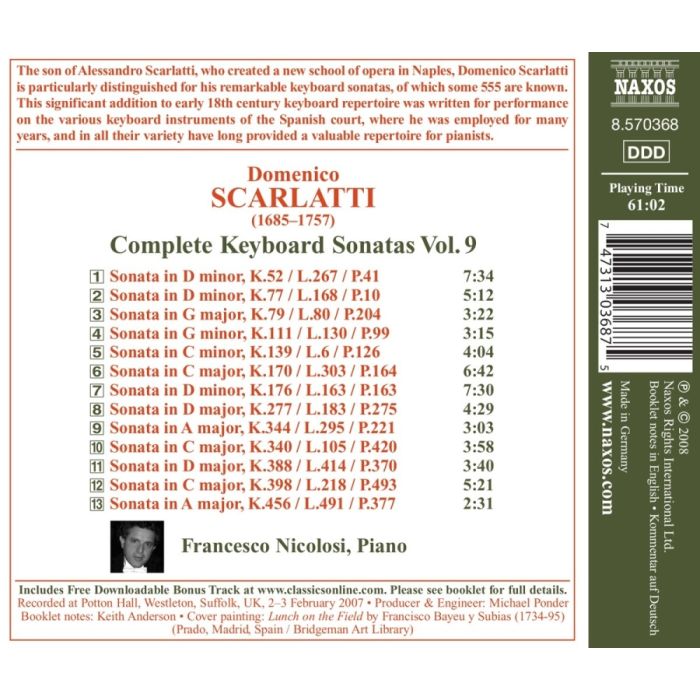 SCARLATTI: Keyboard Sonatas Vol. 9 - slide-1