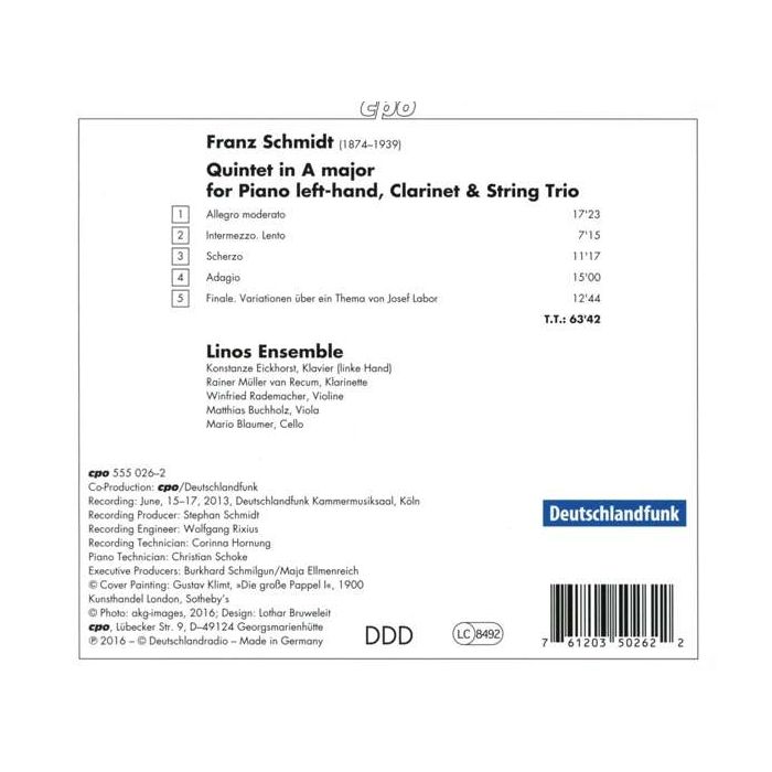 Schmidt: Quintet for Piano left-hand Clarinet & String Trio - slide-1