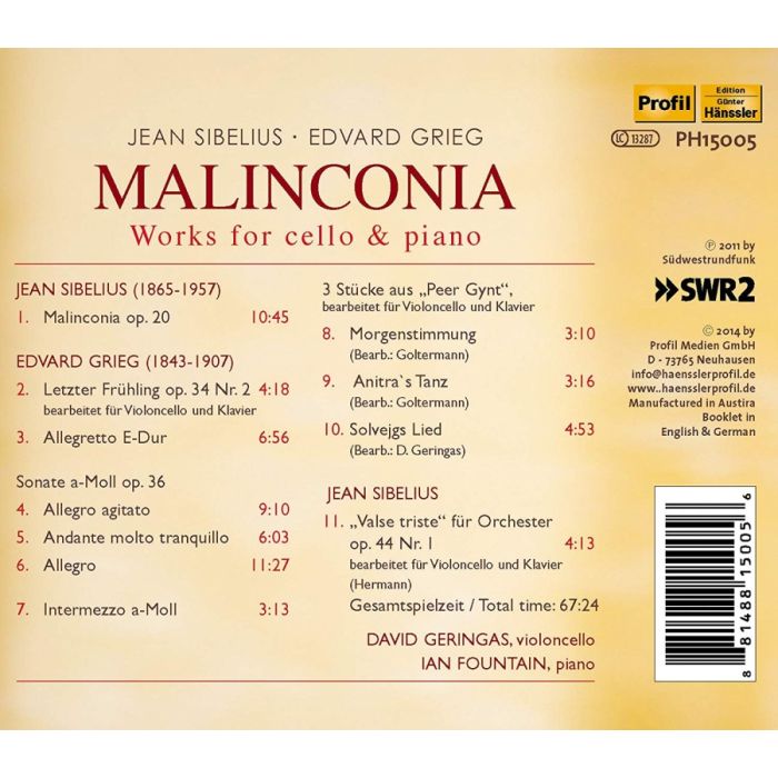 Malinconia - Sibelius & Grieg: Works for Cello & piano - slide-1