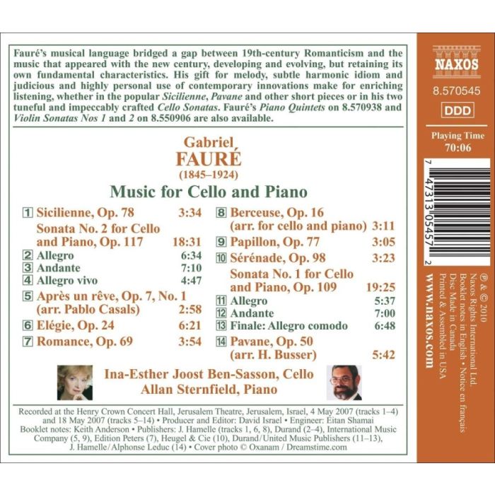 FAURÉ: Cello Sonatas; Sicilienne; Élégie; Pavane; Papillon - slide-1