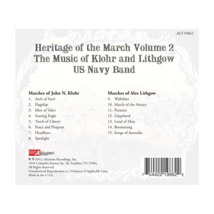 Heritage of the March Vol. 2 - The Music of John Klohr and Alex Lithgow - slide-1