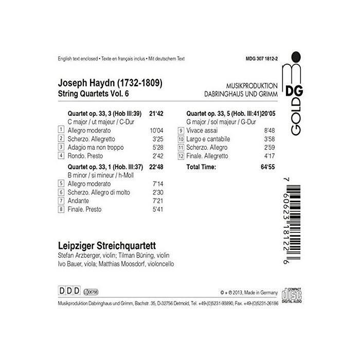 Haydn: String Quartets Vol. 6 - op. 33, nos. 1, 3 & 5 - slide-1