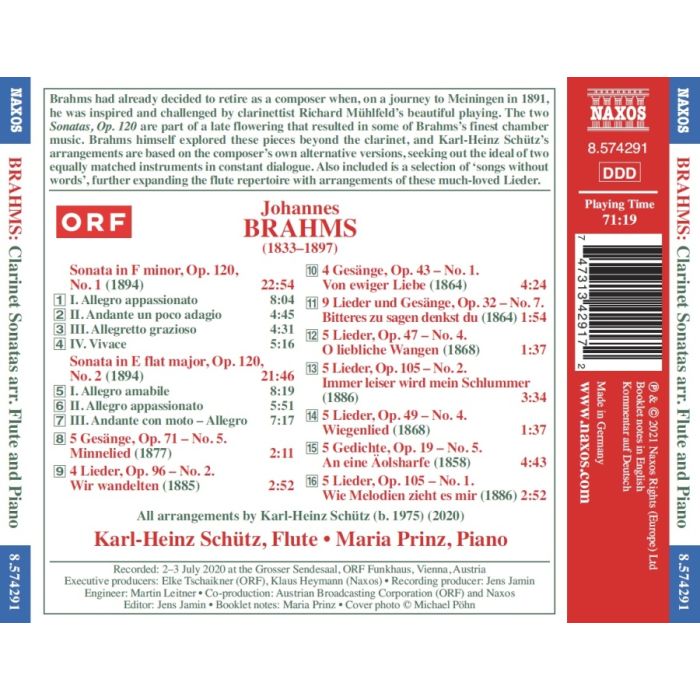 Brahms: Clarinet Sonatas (Flute and Piano Versions) - slide-1