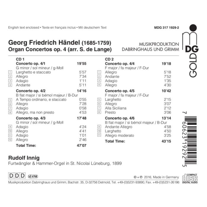 Handel: Organ Concertos op. 4 (arr. by Samuel de Lange) - slide-1