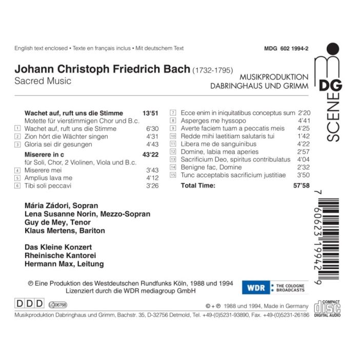 Bach J.C.F.: Miserere mei; Wachet auf, ruft uns die Stimme - slide-1