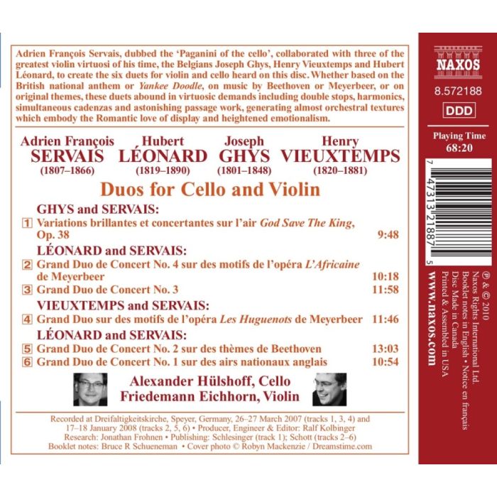 SERVAIS / GHYS / LEONARD / VIEUXTEMPS: Duos for Cello and Violin - slide-1