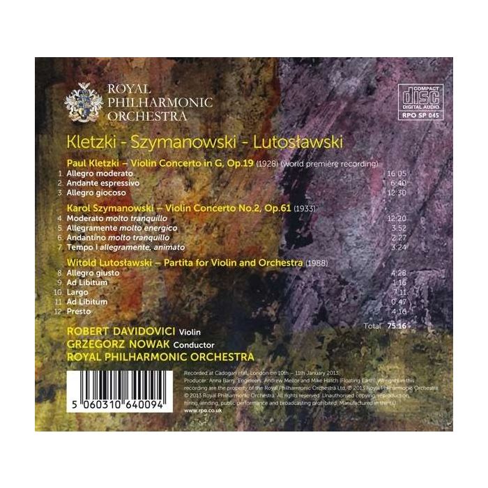 Kletzki & Szymanowski: Violin Concertos, Lutosławski: Partita - slide-1
