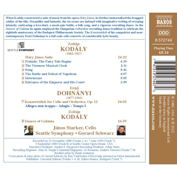 Kodaly: Hary Janos Suite, Dances of Galánta; Dohnanyi: Konzertstück for Cello and Orchestra - slide-1