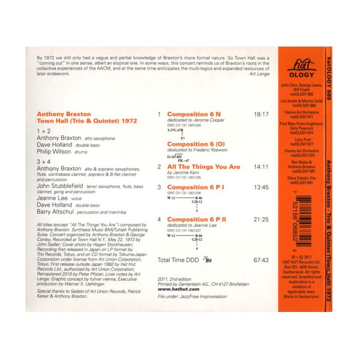Anthony Braxton: (Town Hall) 1972 - slide-1