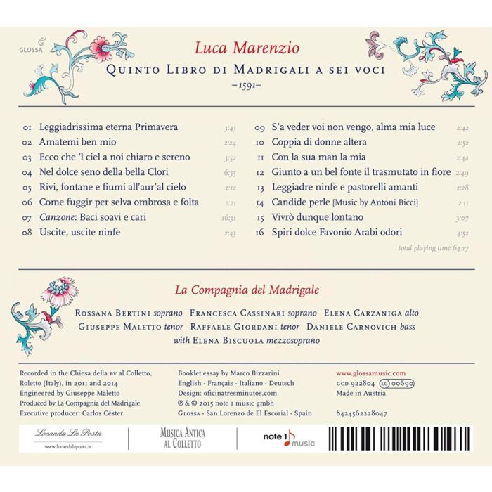 Marenzio: Quinto Libro di Madrigali a Sei Voci - slide-1