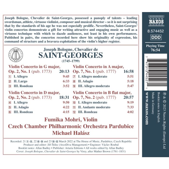Saint-Georges: Violin Concertos Opp. 2 and 7 - slide-1