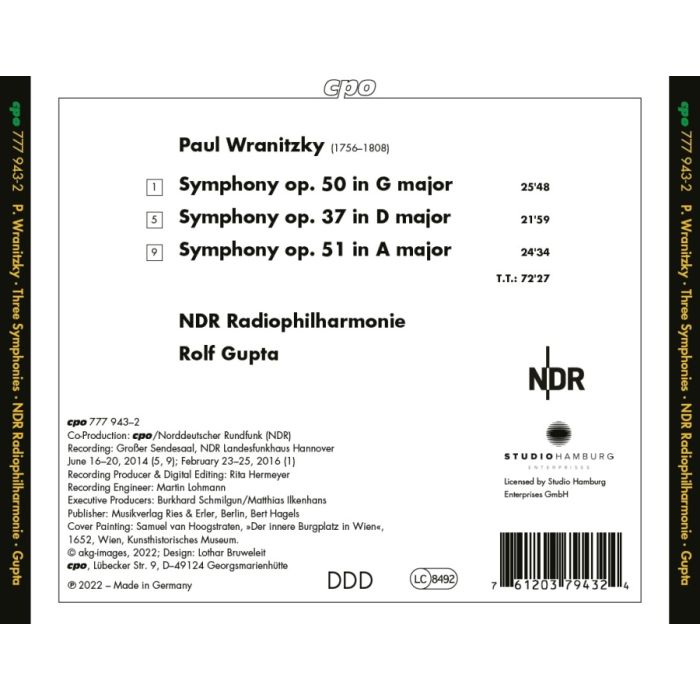 Wranitzky: Symphonies op. 37, 50 & 51 - slide-1