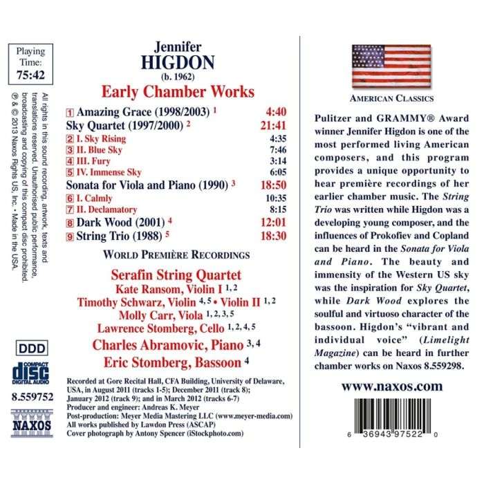 Higdon: Sky Quartet, Amazing Grace, Viola Sonata, Dark Wood, String Trio - slide-1