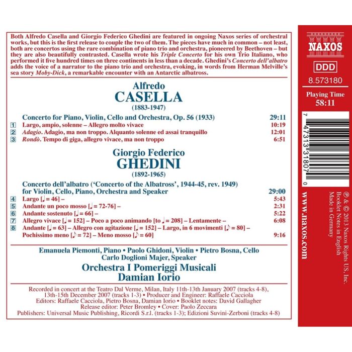 Casella: Triple Concerto, Giorgio Federico Ghedini: Concerto dell’albatro - slide-1