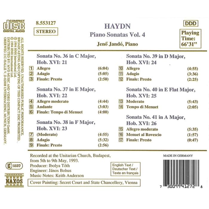 HAYDN: Piano Sonatas 36, 37, 38, 39, 40, 41 vol. 4 - slide-1