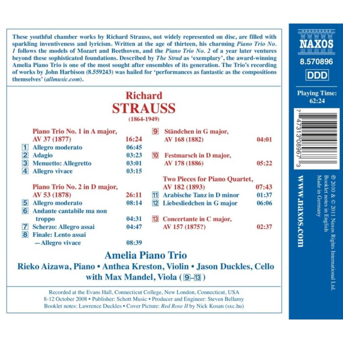 Strauss: Piano Trios Nos. 1 & 2, Works for Piano Quartet - slide-1