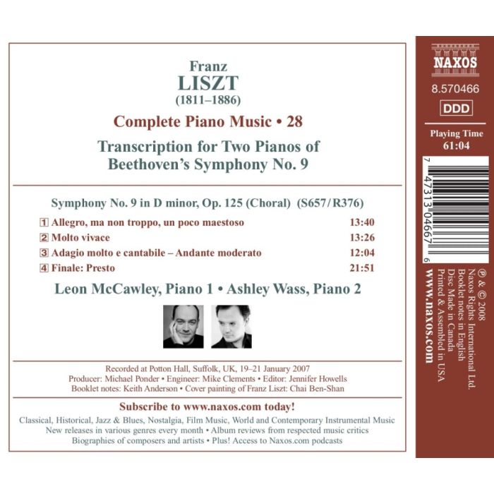 Liszt – Beethoven: Symphony No. 9 ,Transcription for 2 pianos  (Liszt Edition • 28) - slide-1