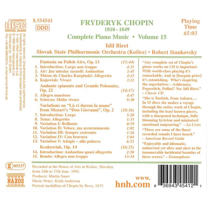 CHOPIN: Piano Music - Fantasia On Polish Airs / Krakowiak / Variations On 