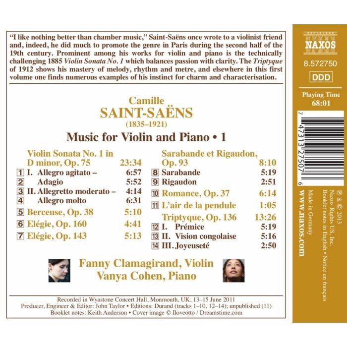 Saint-Saëns: Works for Violin and Piano Vol. 1 - slide-1