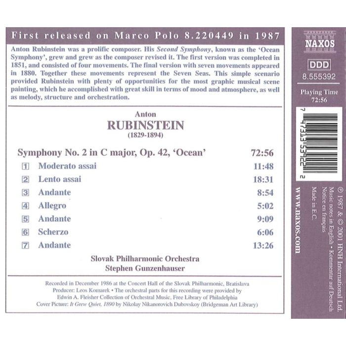 RUBINSTEIN: Symphony No. 2, 
