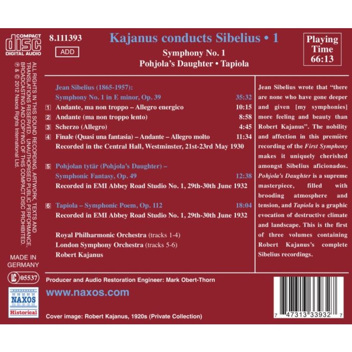 Sibelius: Symphony No. 1, Pohjola’s Daughter, Tapiola, nagr. 1930 & 1932 - slide-1