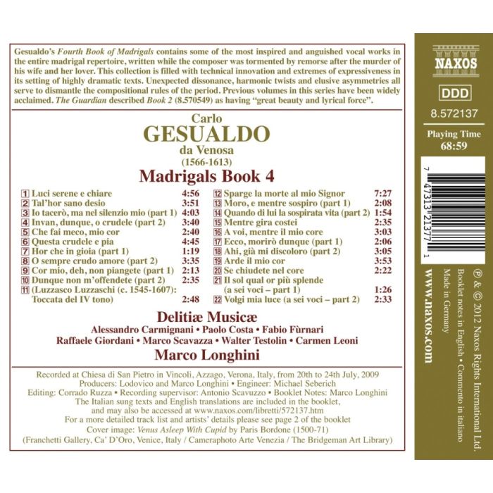 Gesualdo: Madrigals Book 4 - slide-1
