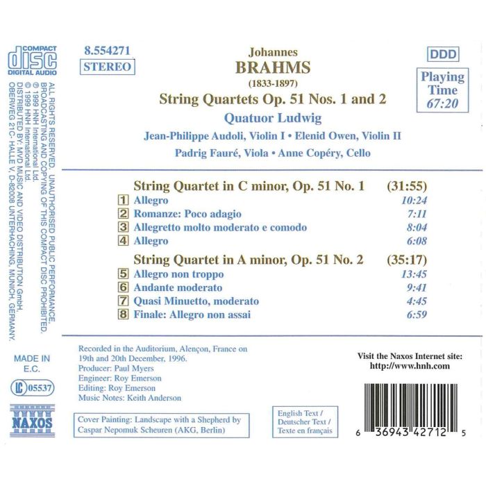 BRAHMS: String Quartets op.51 - slide-1
