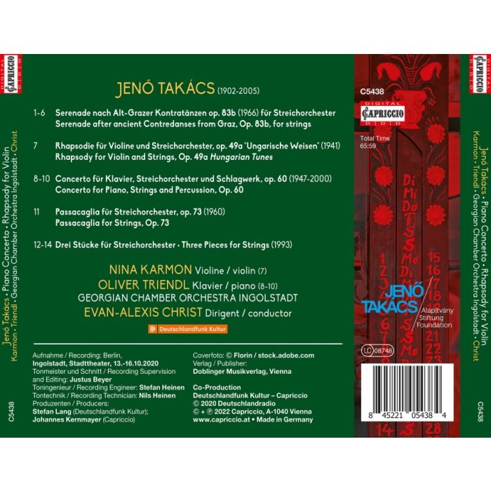 Takacs: Piano Concerto; Rhapsody for Violin; Passacaglia; Serenade - slide-1