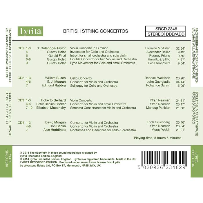 British String Concertos - Coleridge-Taylor; Holst; Finzi; Busch; Moeran; Rubbra; Gerhard; Morgan; ... - slide-1
