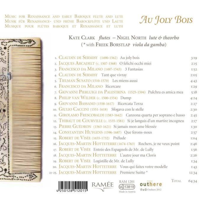 Au Joly Bois - Sermisy, Palestrina, van Wilder, Bassano, Caccini, Frescobaldi, de Courville, de Visée, Hotteterre, ... - slide-1