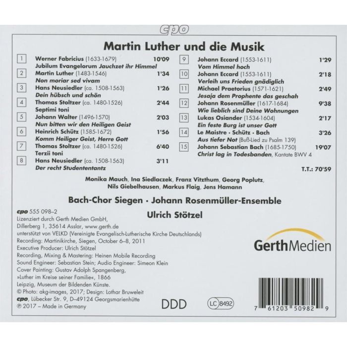 Martin Luther and the Music – Luther, Neusiedler, Stoltzer, Praetorius, Rosenmüller , Bach ... - slide-1