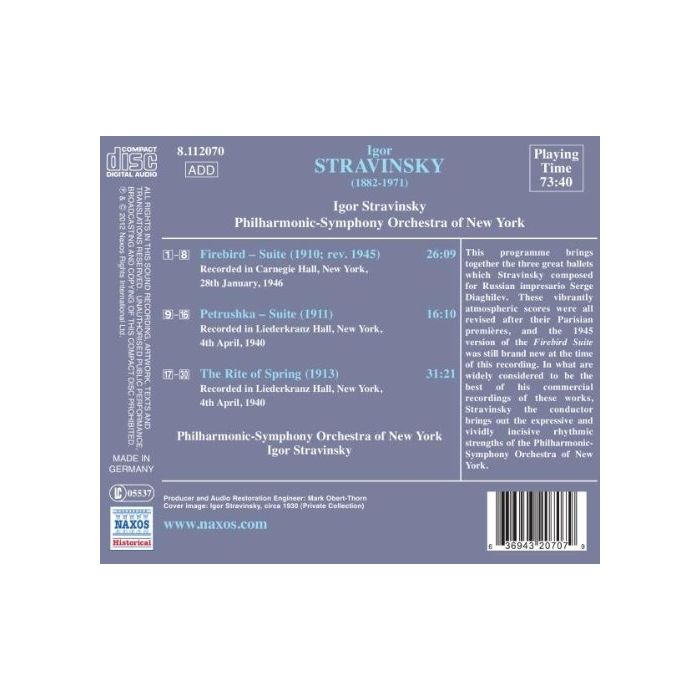 Stravinsky conducts Stravinsky: The Rite of Spring, Firebird Suite, Petrushka Suite, nagr. 1940 & 1946 - slide-1