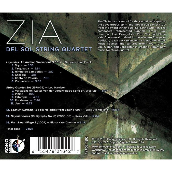 ZIA ; Gabriela Lena Frank;  Lou Harrison; José Evangelista; Reza Vali; Elena Kats-Chernin - slide-1