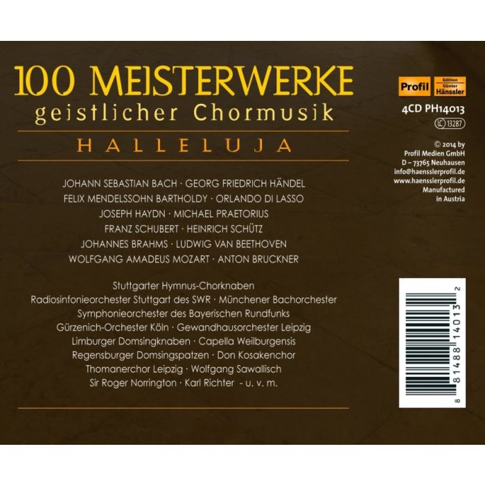 100 Meisterwerke geistlicher Chormusik - Bach; Händel; Mendelssohn; di Lasso; Haydn; Praetorius; Schubert; Schütz; Brahms; Beethoven; Mozart; … - slide-1