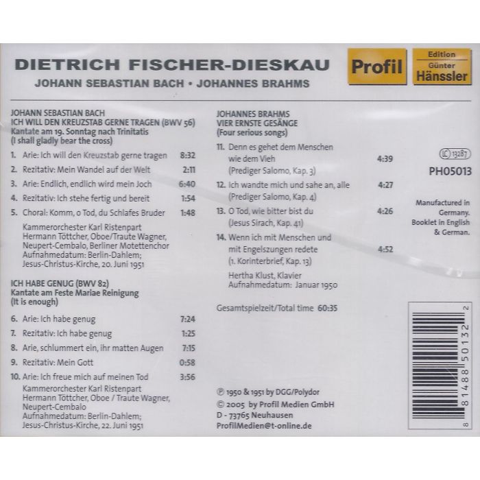Dietrich Fischer-Dieskau - Bach and Brahms - slide-1