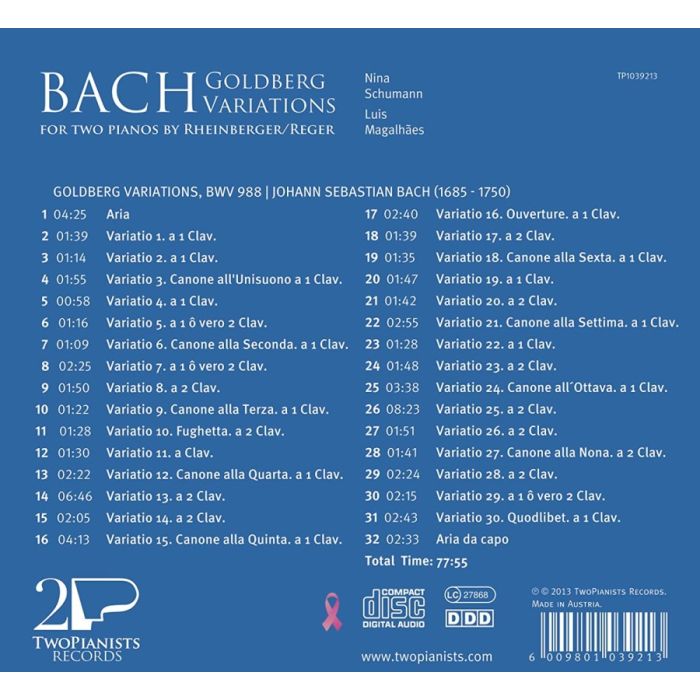 Bach: Goldberg Variations for 2 pianos, arr. by Rheinberger / Reger - slide-1