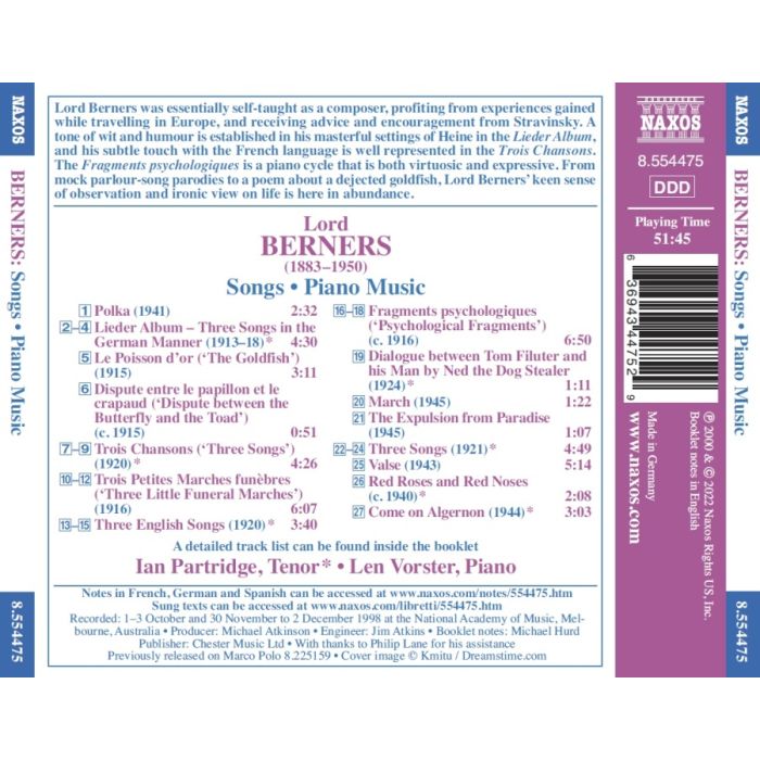 Berners: Songs; Piano Music - slide-1