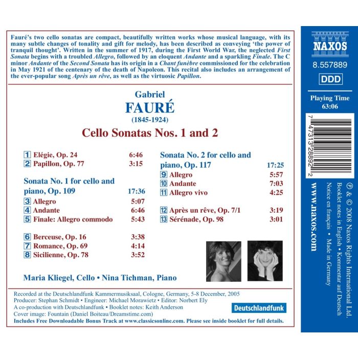 Faure:: Cello Sonatas Nos. 1 & 2 - slide-1