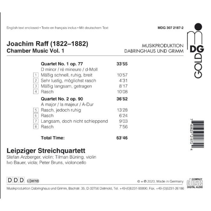 Raff: Chamber Music Vol. 1 - String Quartets Nos. 1 & 2 - slide-1