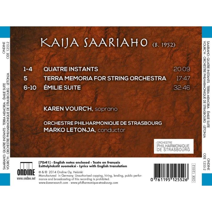 Saariaho: Émilie Suite Quatre instants Terra Memoria - slide-1