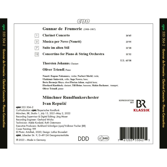 Frumerie: Clarinet Concerto; Piano Concertino - slide-1