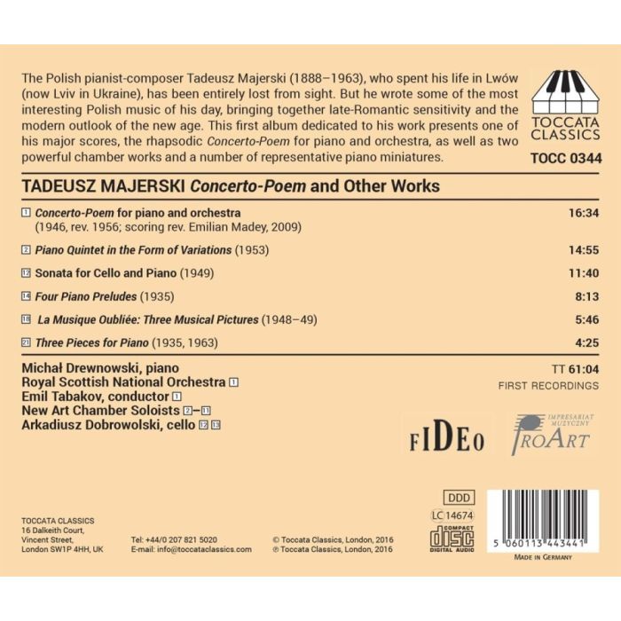 Majerski: Concerto-Poem for piano and orchestra,Piano Quintet, Sonata for Cello and Piano - slide-1