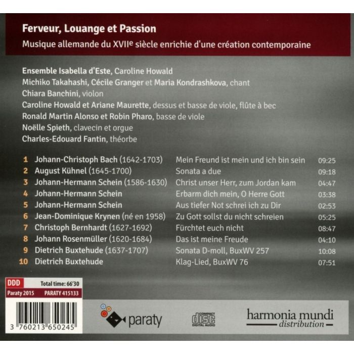 Ferveur, Louange et Passion -  Bach; Kühnel; Schein; Bernhardt; Rosenmüller & Buxtehude - slide-1
